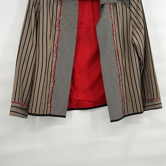 Vintage 80s stripe blazer tan black academia preppy size large - Picture 5 of 6